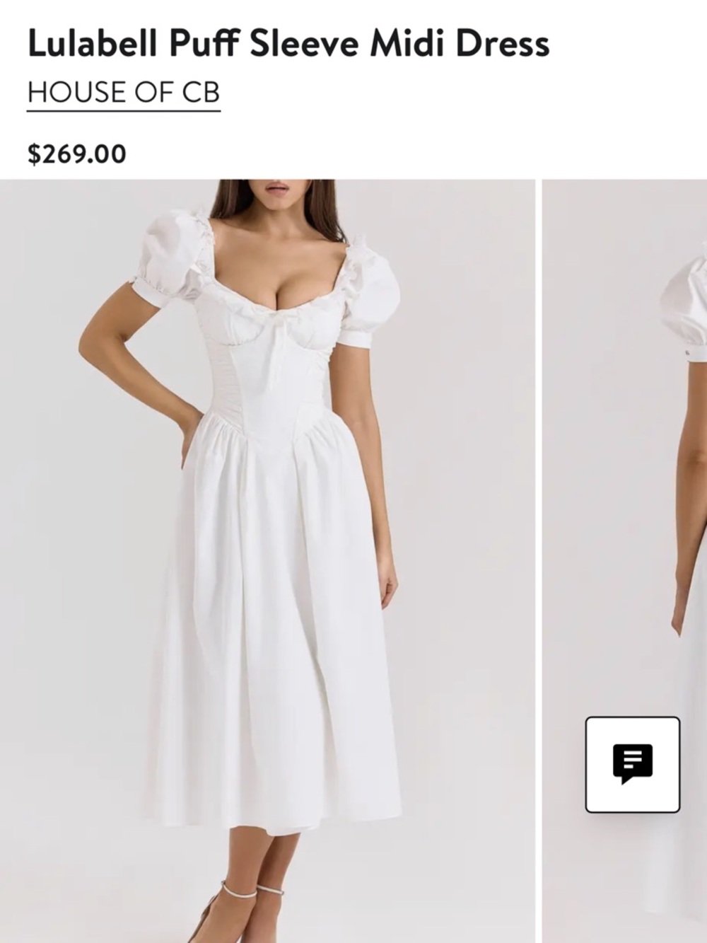 House of CB White Lulabell Puff Sleeve Midi Dress